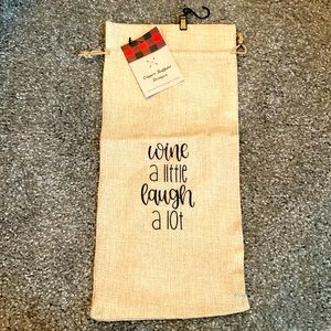 Handmade burlap wine bag